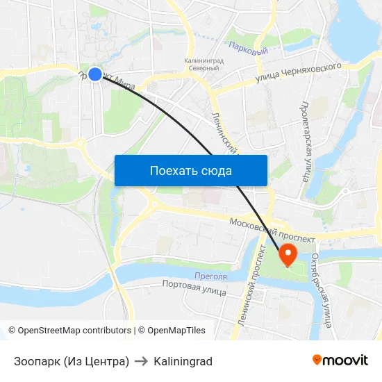 Зоопарк (Из Центра) to Kaliningrad map