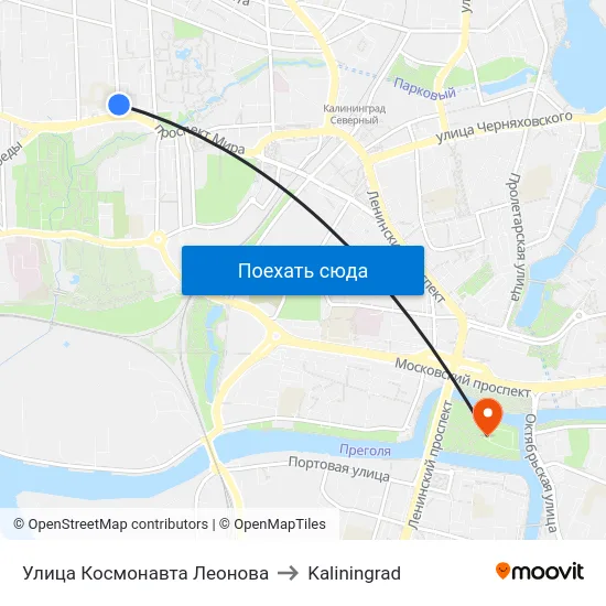 Улица Космонавта Леонова to Kaliningrad map