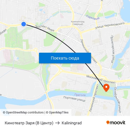 Кинотеатр Заря (В Центр) to Kaliningrad map