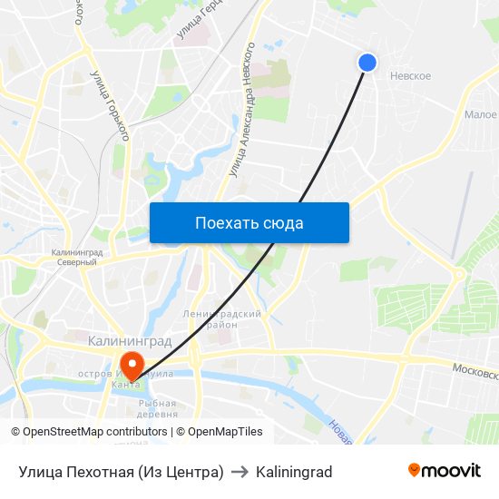 Улица Пехотная (Из Центра) to Kaliningrad map