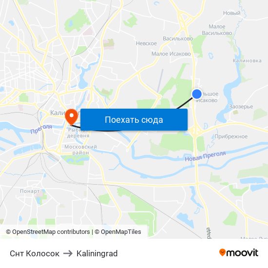 Снт Колосок to Kaliningrad map