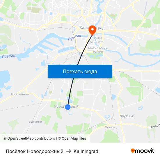Посёлок Новодорожный to Kaliningrad map
