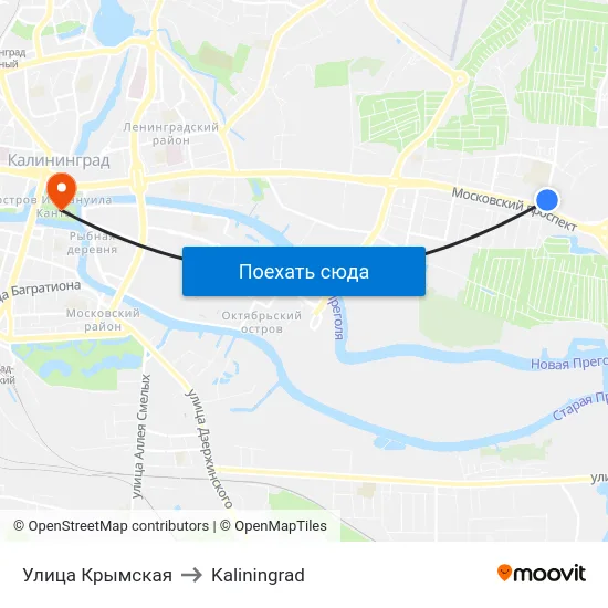 Улица Крымская to Kaliningrad map