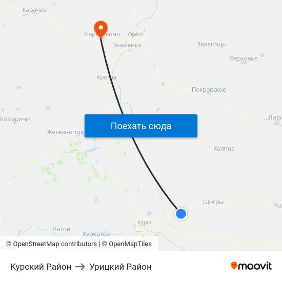 Курский Район to Урицкий Район map