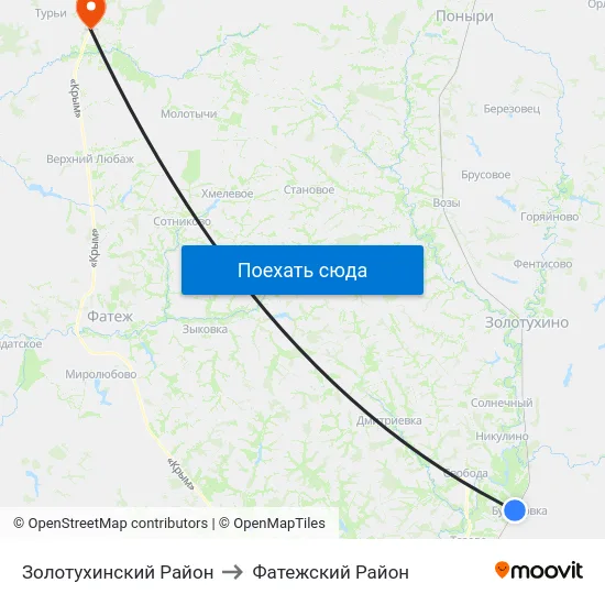 Золотухинский Район to Фатежский Район map