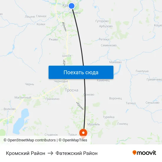 Кромский Район to Фатежский Район map