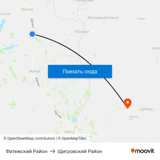 Фатежский Район to Щигровский Район map