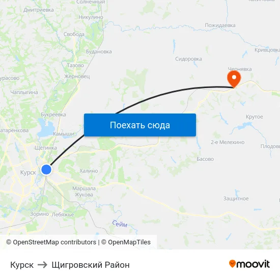 Курск to Щигровский Район map