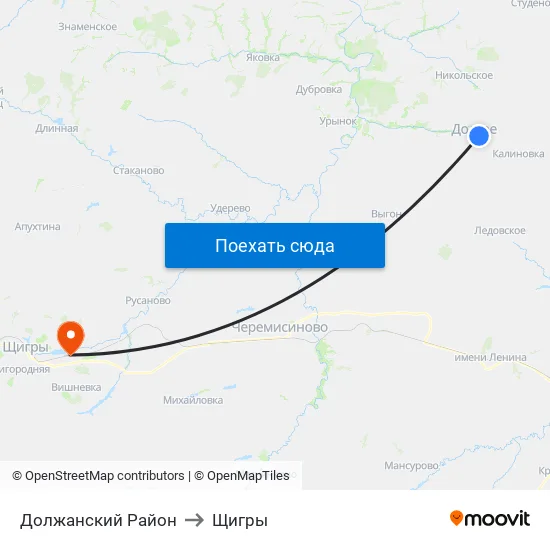 Должанский Район to Щигры map
