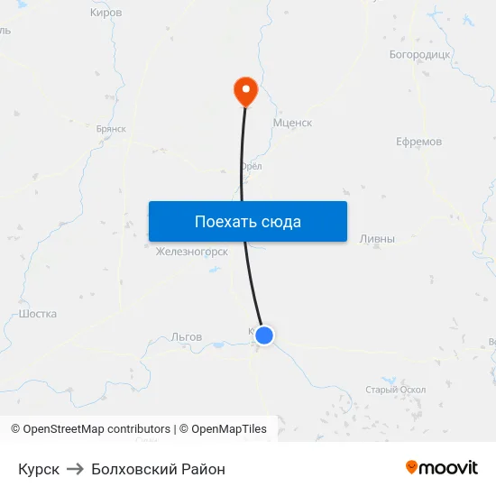 Курск to Болховский Район map
