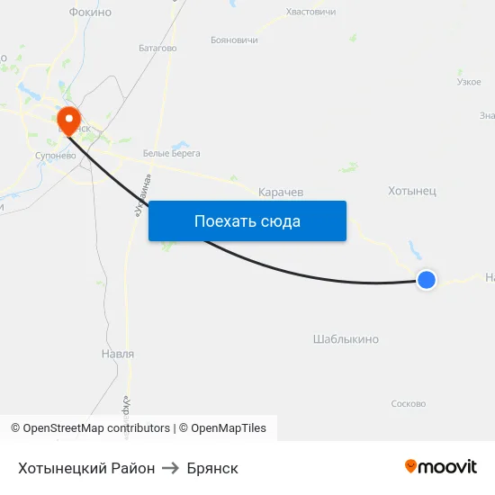Хотынецкий Район to Брянск map