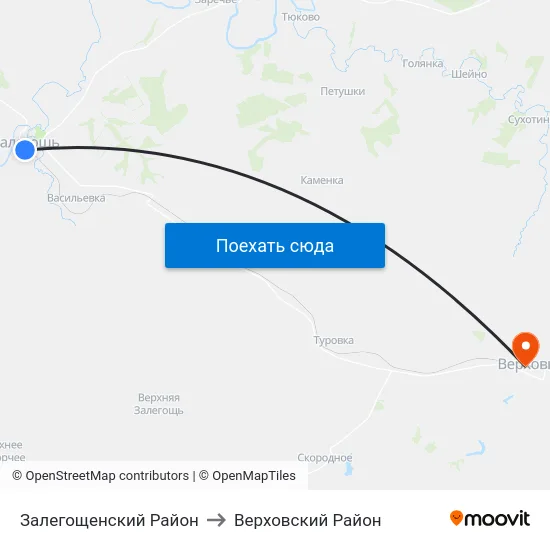 Залегощенский Район to Верховский Район map