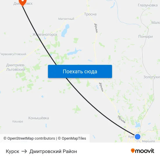 Курск to Дмитровский Район map