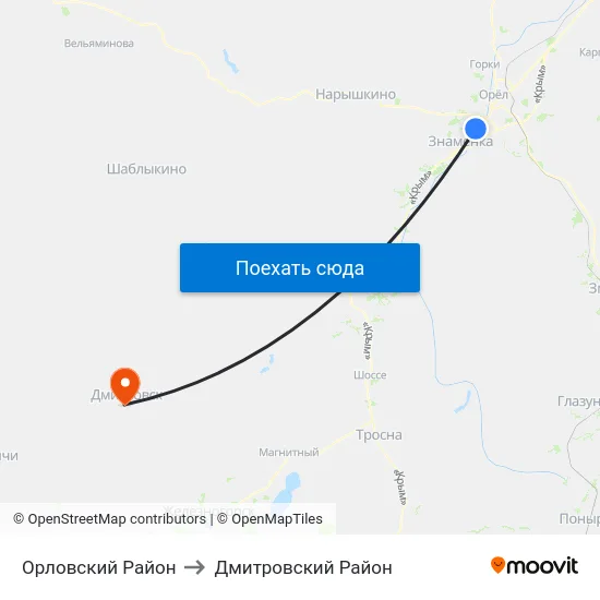 Орловский Район to Дмитровский Район map