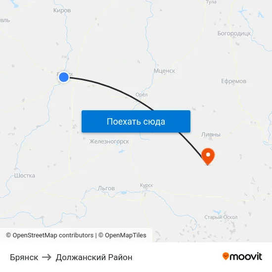 Брянск to Должанский Район map