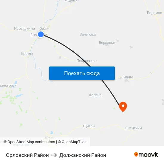 Орловский Район to Должанский Район map