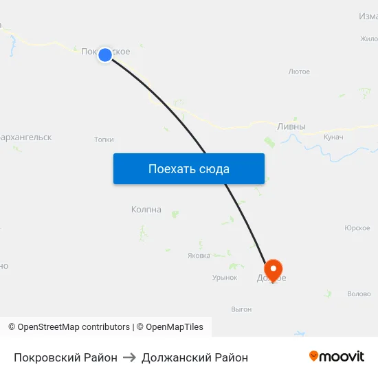 Покровский Район to Должанский Район map