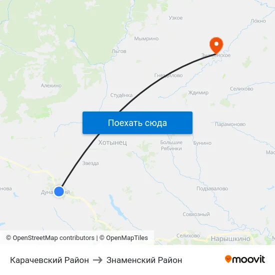 Карачевский Район to Знаменский Район map