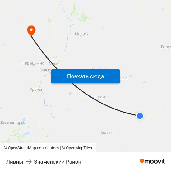 Ливны to Знаменский Район map