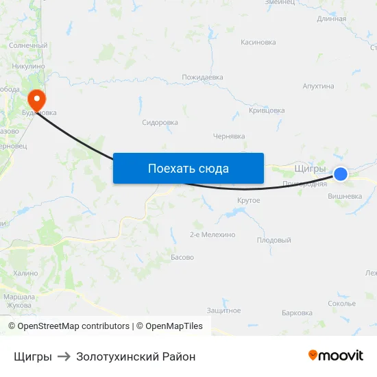 Щигры to Золотухинский Район map