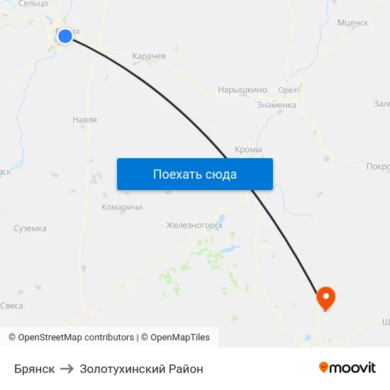 Брянск to Золотухинский Район map
