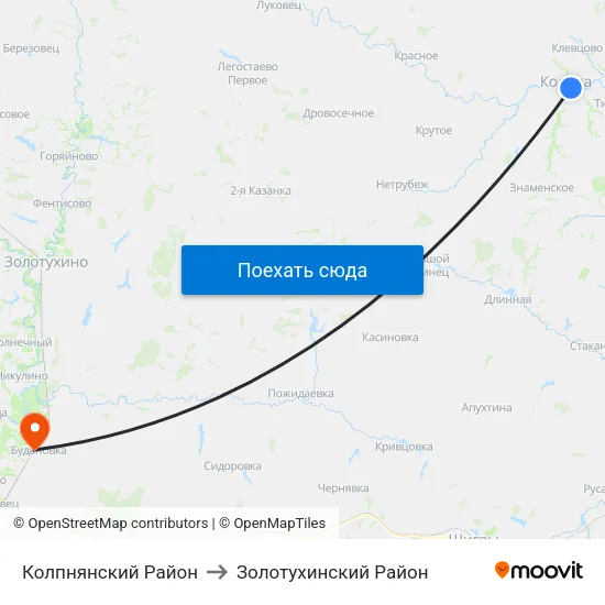 Колпнянский Район to Золотухинский Район map