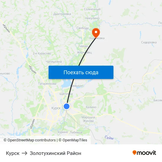 Курск to Золотухинский Район map