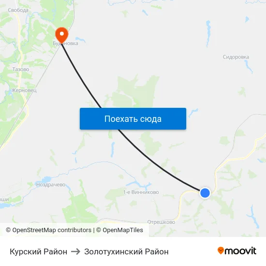 Курский Район to Золотухинский Район map