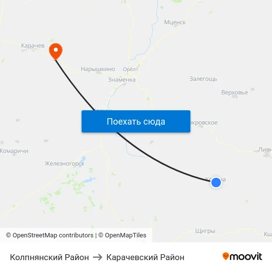 Колпнянский Район to Карачевский Район map