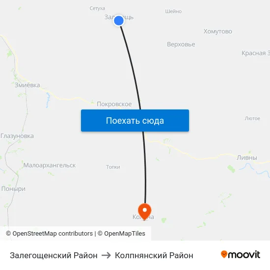 Залегощенский Район to Колпнянский Район map