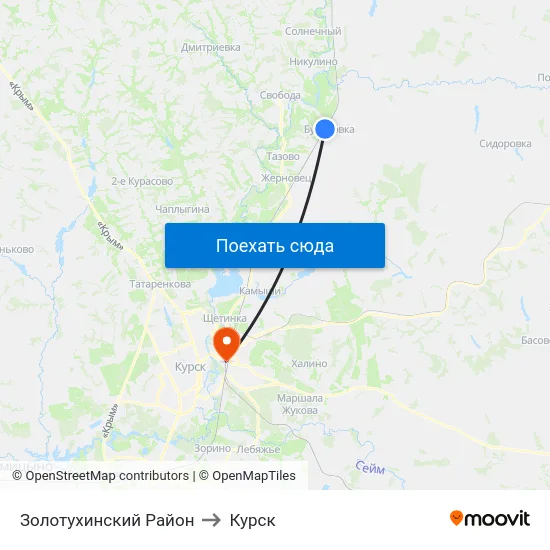 Золотухинский Район to Курск map