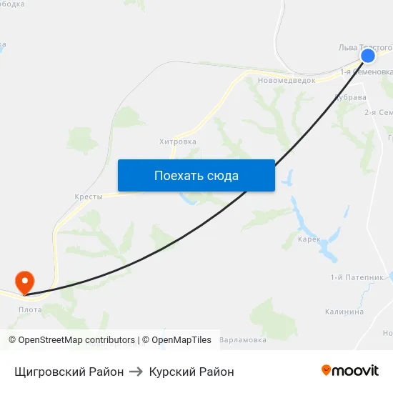 Щигровский Район to Курский Район map