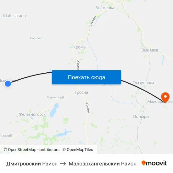 Дмитровский Район to Малоархангельский Район map