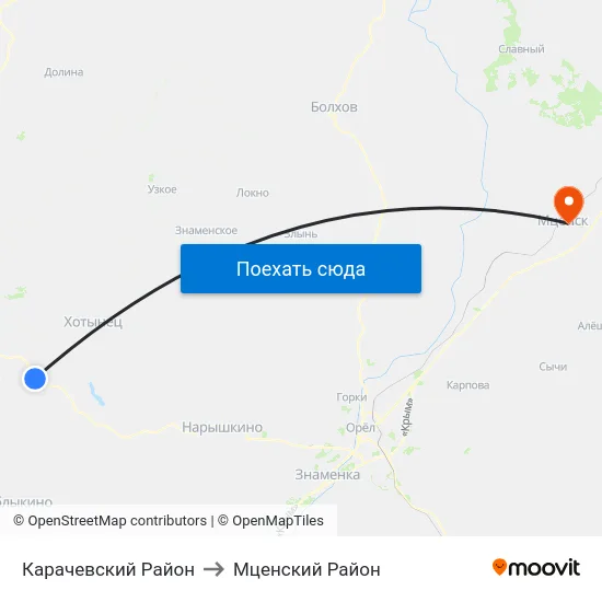 Карачевский Район to Мценский Район map
