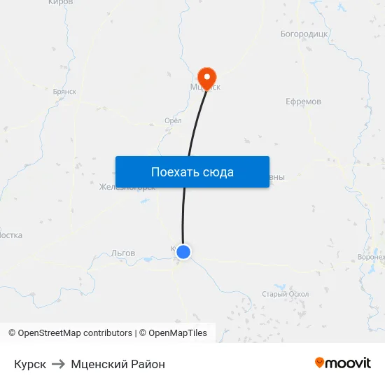 Курск to Мценский Район map