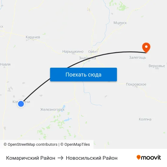 Комаричский Район to Новосильский Район map