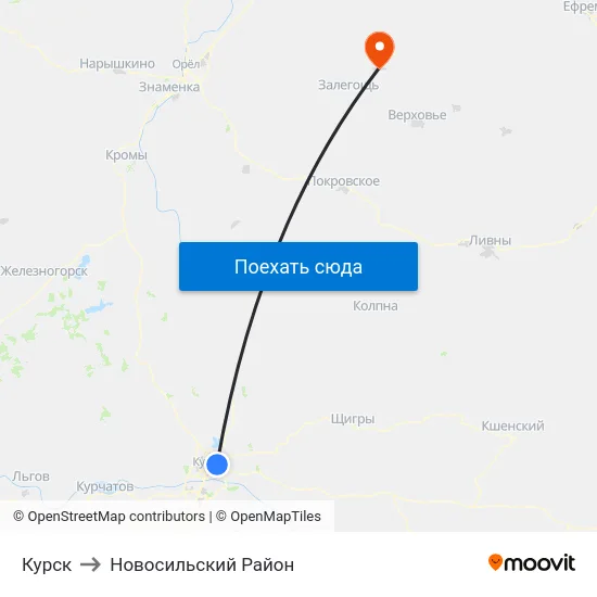 Курск to Новосильский Район map