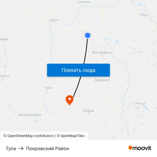 Тула to Покровский Район map