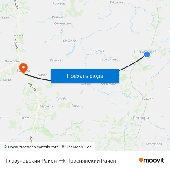 Глазуновский Район to Троснянский Район map