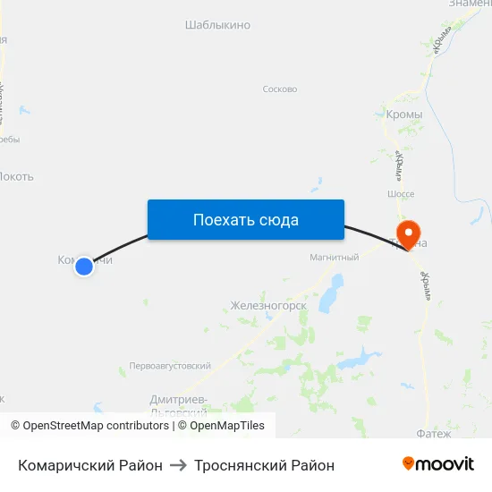 Комаричский Район to Троснянский Район map