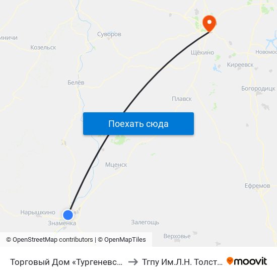 Торговый Дом «Тургеневский» to Тгпу Им.Л.Н. Толстого map