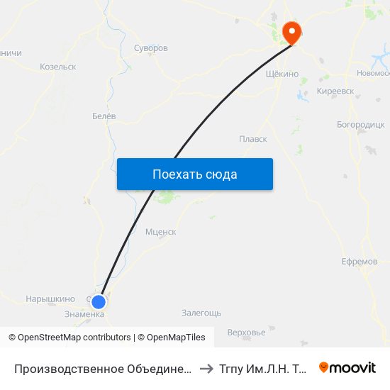 Производственное Объединение «Экран» to Тгпу Им.Л.Н. Толстого map