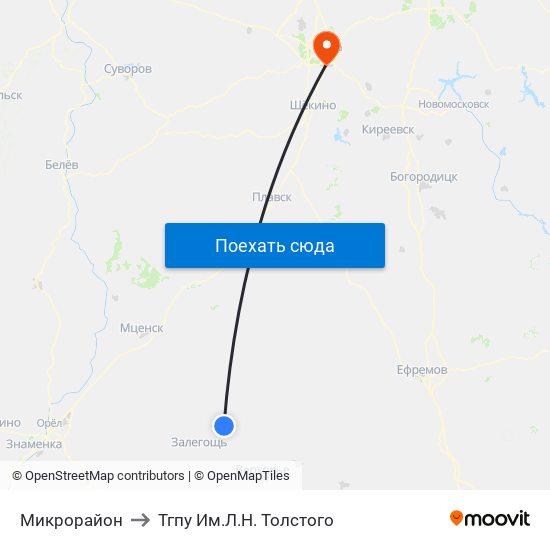 Микрорайон to Тгпу Им.Л.Н. Толстого map