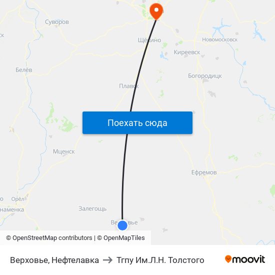 Верховье, Нефтелавка to Тгпу Им.Л.Н. Толстого map