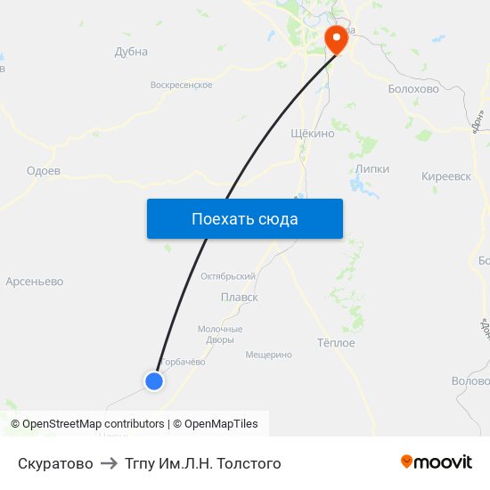 Скуратово to Тгпу Им.Л.Н. Толстого map