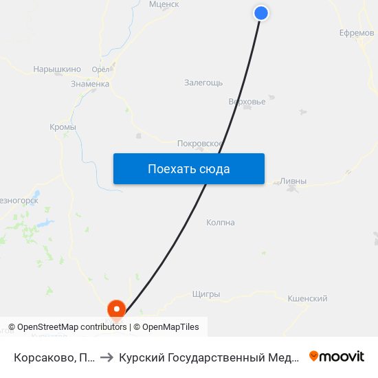 Корсаково, Подстанция to Курский Государственный Медицинский Университет map