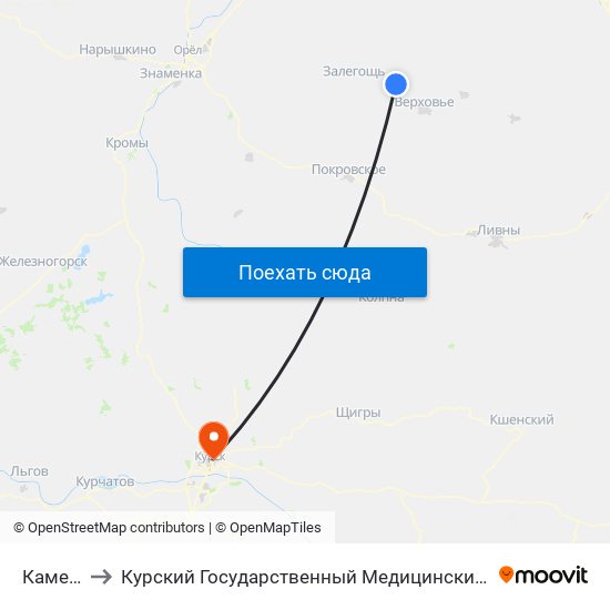 Каменка to Курский Государственный Медицинский Университет map