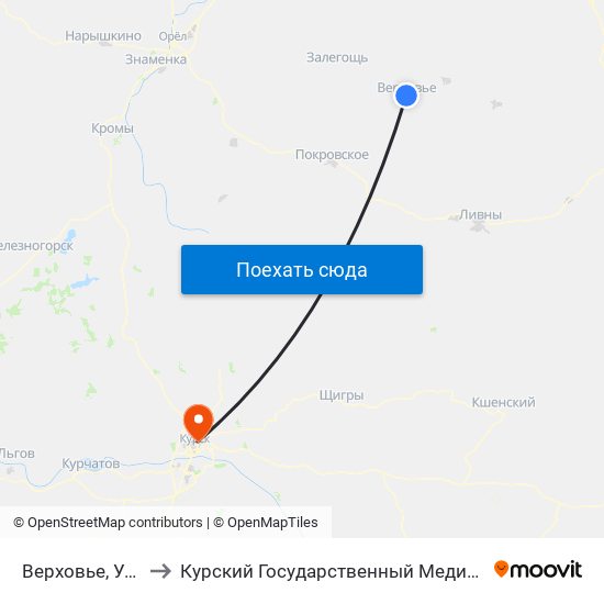 Верховье, Универмаг to Курский Государственный Медицинский Университет map