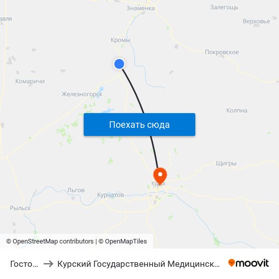 Гостомль to Курский Государственный Медицинский Университет map