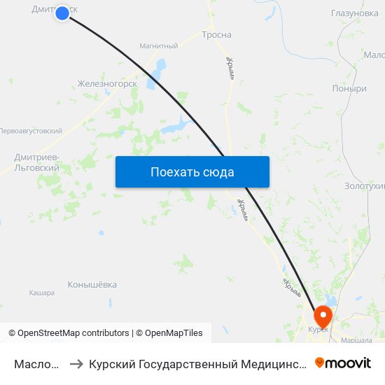 Маслозавод to Курский Государственный Медицинский Университет map